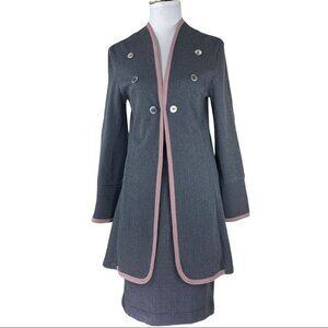 Jonano Women’s Gray Luxury Herringbone Modern Jacket and Skirt Suit‎ M/C38/W31
